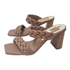 Dolce Vita Paily Braided Block Heel Slide Sandal Womens Size 6 Cafe